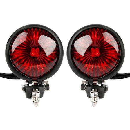 2x Rød 12v Led Sort Cafe Racer Style Stop Baglygte Motorcykel Brems Baglygte Baglygte Til Chop