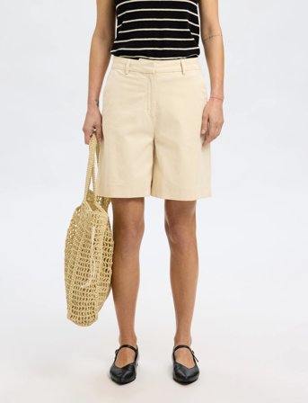 Selected Slfvienna Hw Wide Shorts - Cream - 40