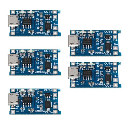 5 stk. Type C/Micros USB-interfaces 18650 Lithium Batteriopladningsmodul