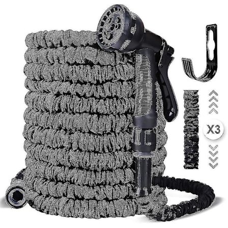 Flexibel trädgårdsslang, 15m / 50ft Retraktil Slang Med 8-Fas Munstycke, Flexibel