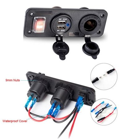 12V Bil Båd Lastbil Dobbelt USB Oplader Med Cigarettænder Stik Kontakt til Telefon