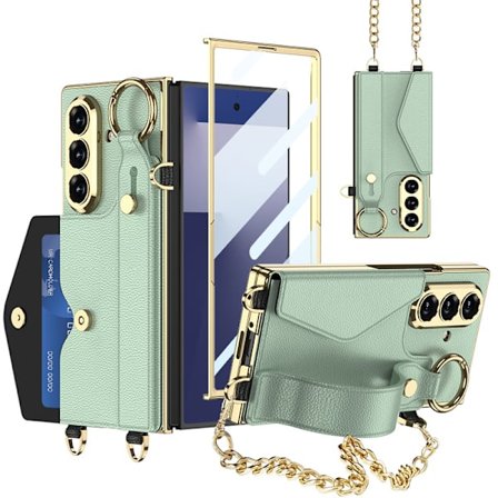 Skal för Samsung Z Fold 7, med rem eller, Ställ / Metallkedja (Matcha Grön)