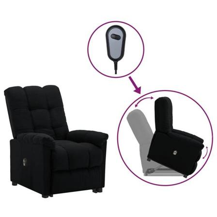 Vidaxl Reclinerfåtölj Med Uppresningshjälp Svart Tyg Svart