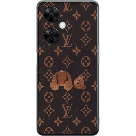 Kompatibelt Mobildeksel til OnePlus Nord CE 3 Lite Luksuriøst monogramsmønster med ødelagt teddybjørn i mørk moteestetikk