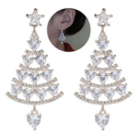 Dam Julgran Diamantörhängen Smycken Lyxig present - on stock