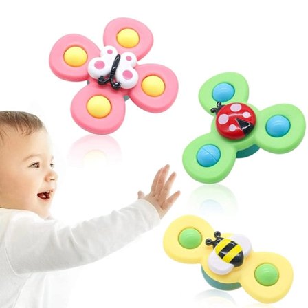 3-pak - Fidget Spinner med sugekop til børn - Snurrelegetøj flerfarvet