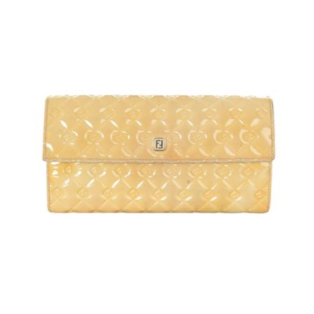 Fendi Vintage, Pre-owned Wallet Patent Leather Geel, Dames, Maat:ONE Size
