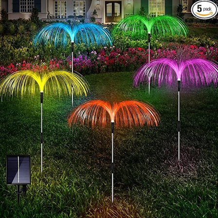 4-pack solcellslampor för utomhusbruk, 7 färger växlande solcellslampor för trädgård, 2 lägen