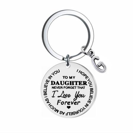Nyckelring Med Tag "to My Daughter" (till Min Dotter) Rostfritt