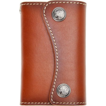 Aito nahkainen avaimenperä kahdella napilla (ruskea) IC