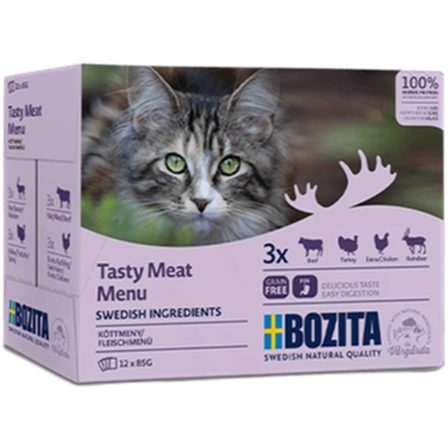 Bozita Katt - Pouch Multibox Kjøttmeny i saus 85 g x 12 stk - porsjonsposer - Katt - Kattefôr & kattemat - Våtfôr og våtmat - ZOO.no