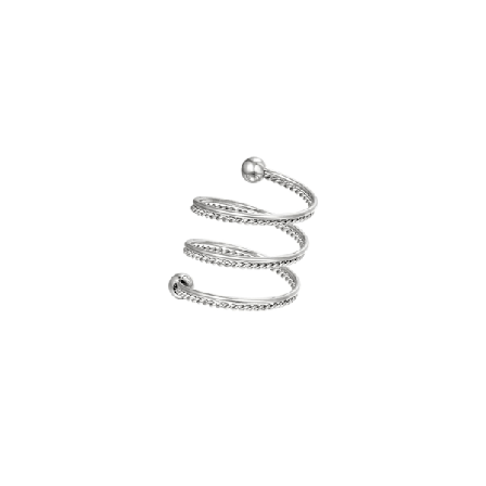 Ring i Rostfritt Stål - Spiral med Kulor - Silver - Storlek 16
