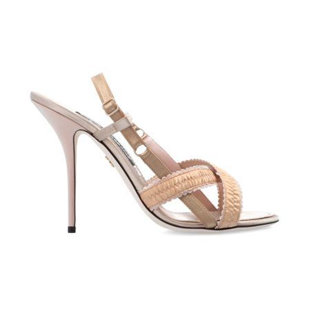 Dolce & Gabbana Corset-style Satin Sandalen , Beige , Dames , Maat: 36 EU
