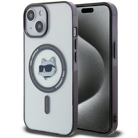 Karl Lagerfeld KLHMP15SHCHNOTK iPhone 15 6.1" läpinäkyvä kovakotelo Choupette's Head MagSafe
