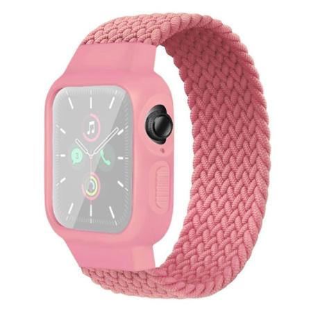 Apple Watch Series 6 / 5 44mm enkel nylon-urrem - Lyserød / Lyserød Pink