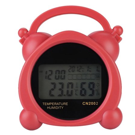 Elektronisk digital inomhus Fahrenheit/Celsius termometer hygrometer med väckarklocka (rosa)