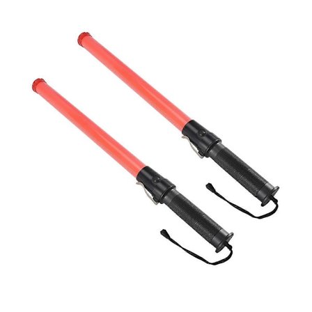 2-pak 53 cm Signal Trafiksikkerhed LED Lys Trafikstav til Parkeringsguider