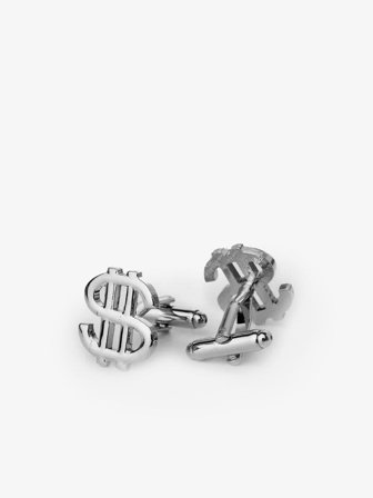 John Henric Men's Silver Cufflinks Dollar Size Onesize