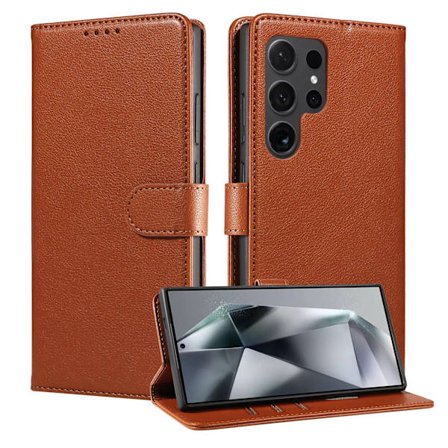 Kompatibel med Samsung S25/S24/S23Ultra mobiltelefon skinnveske anti-tyveri børste