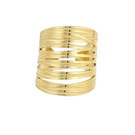 Bred Blank Statement Ring i Rostfritt Stål - Guld - Justerbar