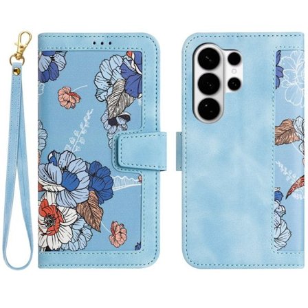 ABEEL Mobilskal till Samsung Galaxy S26 Ultra Konstläder Blommönster - Blå