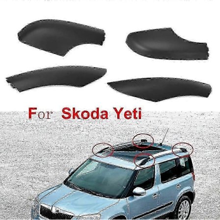 For Skoda Yeti SUV Front Bakre Takstativ Skinne Endestykke Deksel Beskyttelse Svart SZRH A-C
