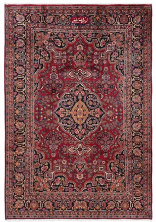 Annodato A Mano Mashad Tappeto 205X295 Di Lana Rosso Scuro/Nero