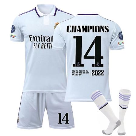 22/23 Ny säsong Hem Real Madrid CF CHAMPIONS Nr 14 Barn Jersey Barn-24