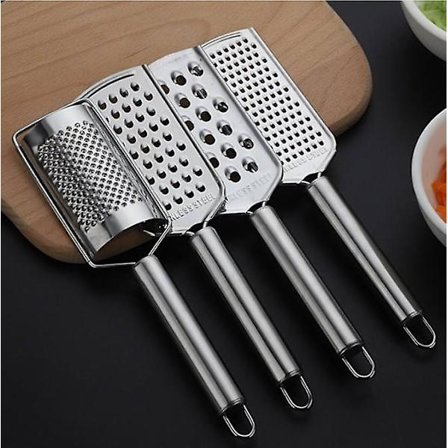 Ost Rivjern Sett i Rustfritt Stål, Sett med 4 Kjøkken Rivjern & Skreller & Kutter, Sitron Med For Grønnsaker