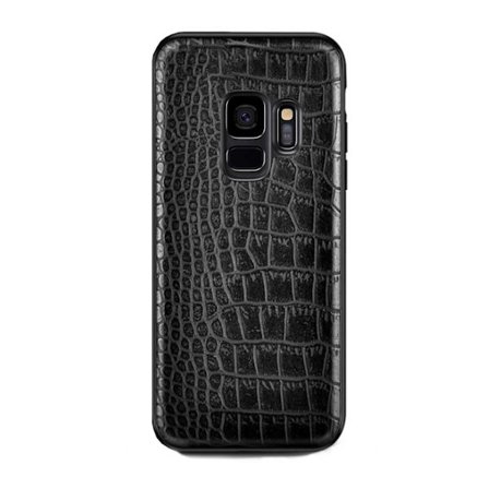 Samsung Galaxy S9 Plus Mobilskal Svart Läder Skinn Krokodil Skal