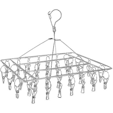 Sokketørrer i rustfrit stål med 36 tøjklemmer, vindtæt rektangulær lille tørrestativ med tøjklemmer til sokker