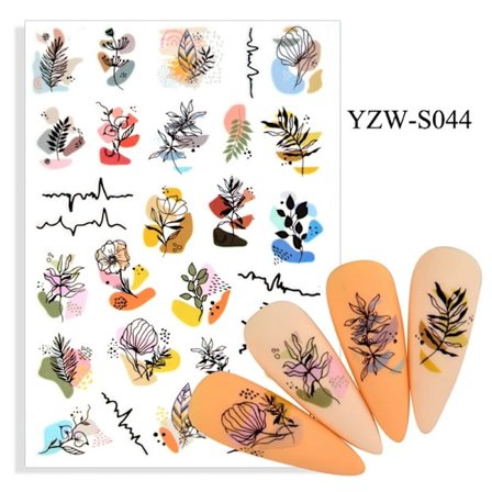 Nye 21 Stilarter Forskellige Mønstre Negleklistermærker Simpelt Ansigtsdesign Blomsterblad Geometrisk Manicure Slider Vand Dekorativt Klistermærke