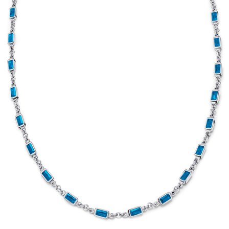 Prism | Blue Silver-Tone Crystal Glass Gemstone Necklace for Men - Chain necklaces