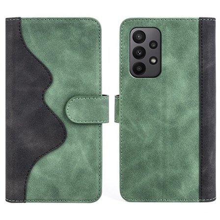 Kaksivärinen nahkainen läppäkotelo Samsung Galaxy A23 5G - Vihreä