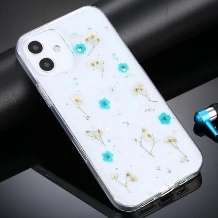 Gypsophila-blomstermønstret TPU-beskyttelsesdeksel for iPhone 12 mini