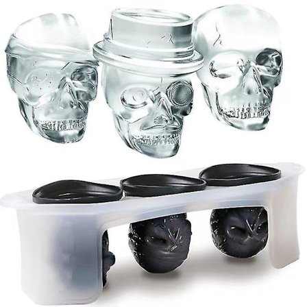 3 st Skull Ice Form Halloween 3d Ice Cube Ball Silikonbricka Maker för Whisky