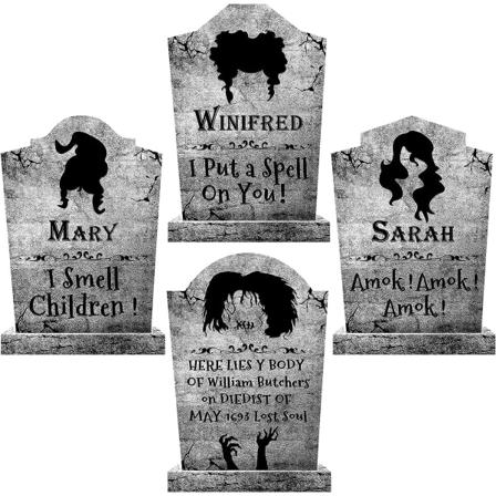 Utendørs Halloween-dekorasjoner, store Hocus Pocus heksesteiner, Halloween-gravsteddekorasjon hageplakater med staker,