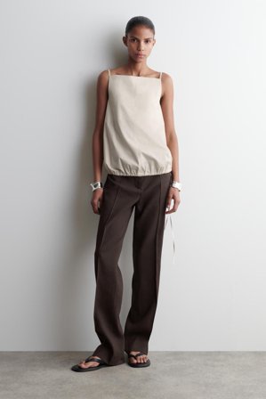 COS Women's Top In Cotone Con Lacci in Beige