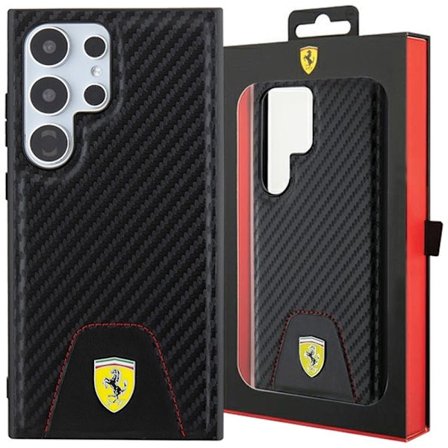 Ferrari Carbon Stitched Based Case for Samsung Galaxy S24 Ultra - Svart