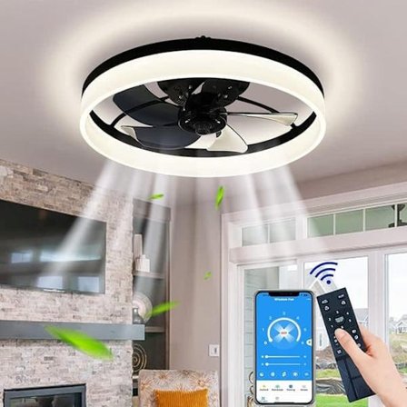 LED Ceiling Fan with Light - Silent, 6 Speeds, 3-Color Dimmable, Reversible Fan, with Remote Control