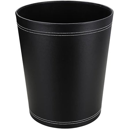 Klassisk affaldskurv i læder (sort), til kontor/badeværelse/køkken/soveværelse
