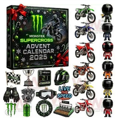 Motorsykkel Adventskalender 2025 - 24 Dagers Julekalender for Motorsykkelentusiaster, 2D Akryl Juledekorasjon, Juletrepynt