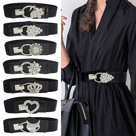 Dam Dam Kristall Swan Bred Dam Svart Cinch midjebälte