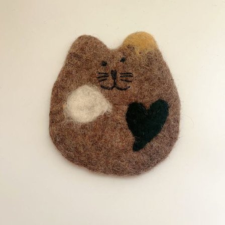 Handgjord ullfiltunderlägg Söt djurkoppsmatta C C