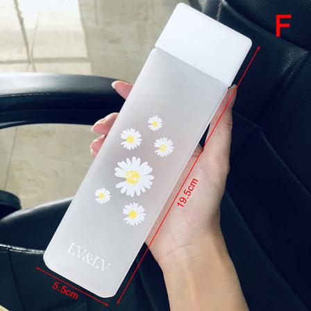500ML Daisy Transparent plastvattenflaskor Kreativ kopp med F