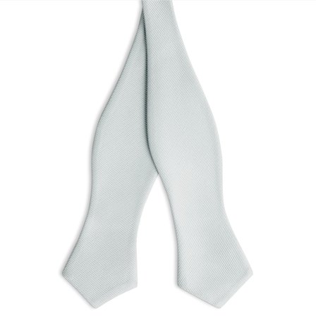 Papillon da annodare color argento a punta di diamante con motivo gros-grain per uomini - Papillon da annodare