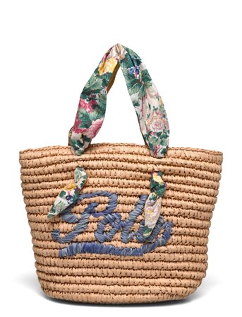 Madras-Trim Raffia Bag Beige Ralph Lauren Kids