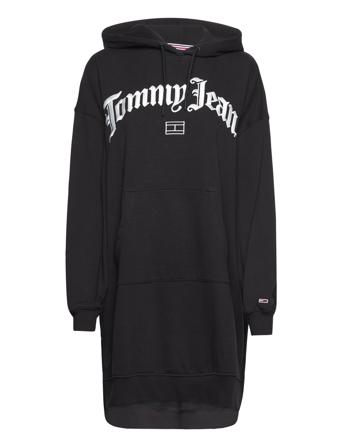 Tjw Ovr Grunge Hoodie Dress Dresses Sweat-shirt Dresses Svart Tommy Jeans*Betinget Tilbud