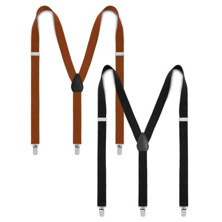 Slim Black and Brown Clip-On Braces Set for Men - Braces Sets