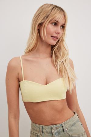Handpicked x NA-KD Linneblandning överdel med band - Crop Tops - Gul - EU 42